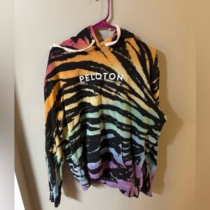 Peloton tie dye sweatshirt hoodie size large with pocket